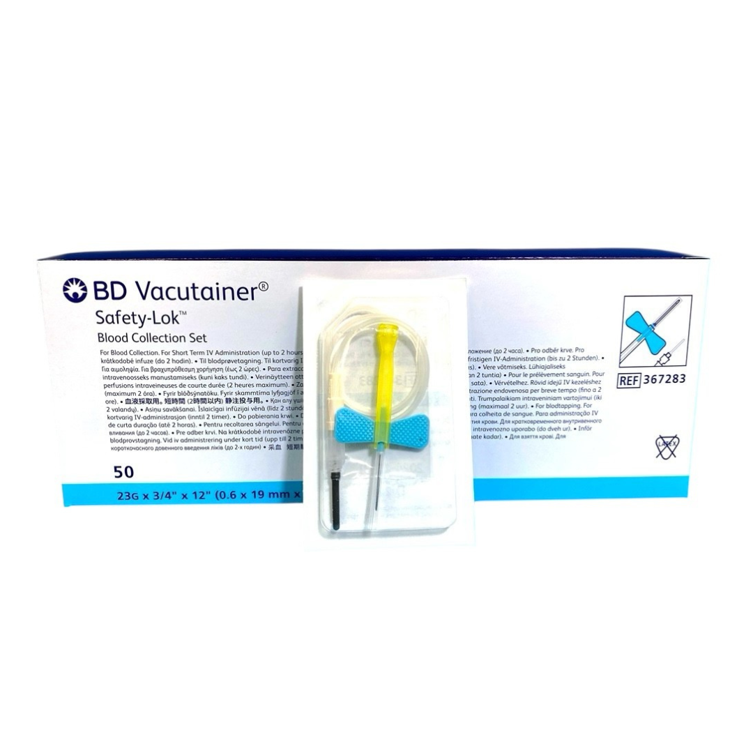 BD Vacutainer Safety-Lok Blood Collection Set 23G x 3/4” - Box of 50