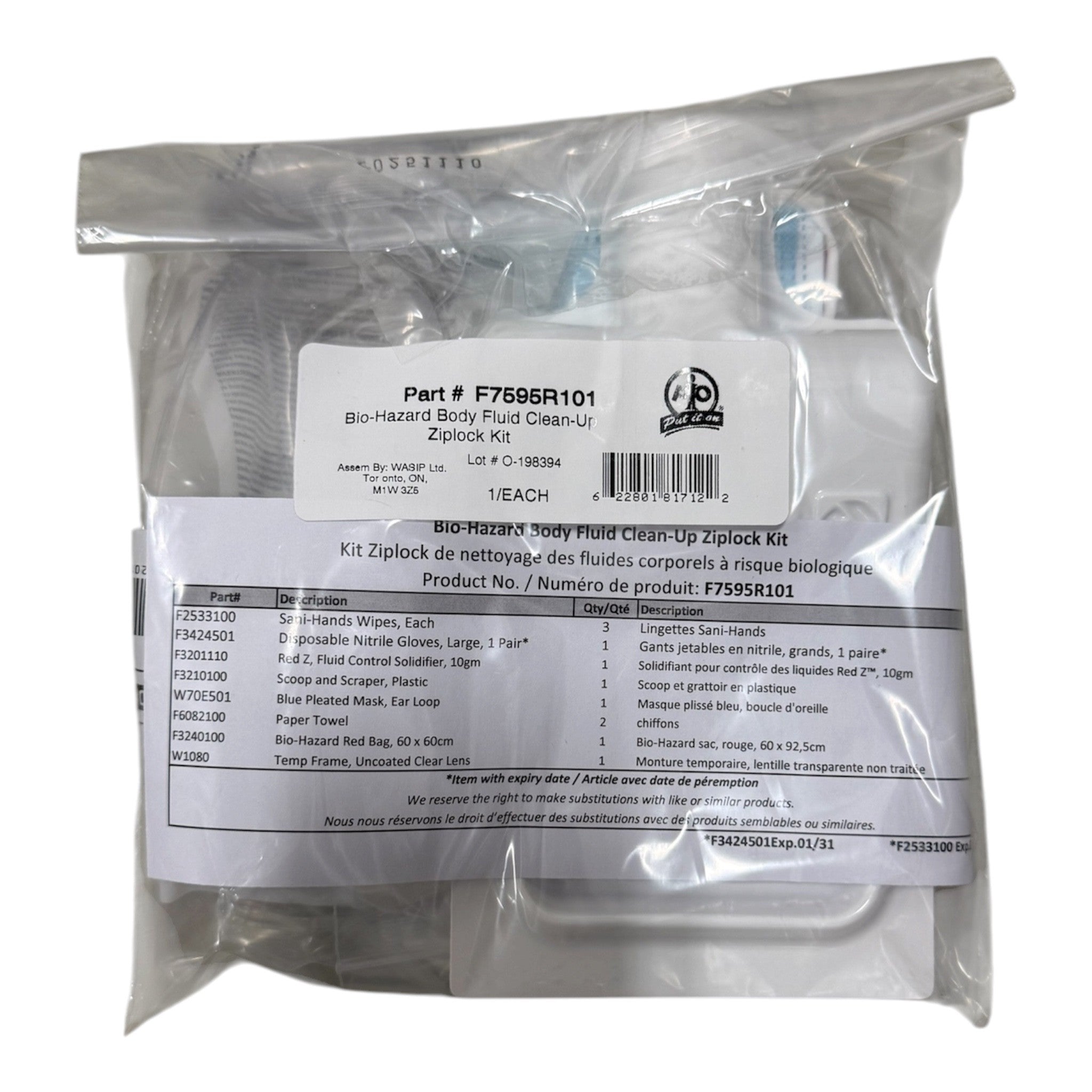Bio-Hazard Body Fluid Clean-Up Kit - Each