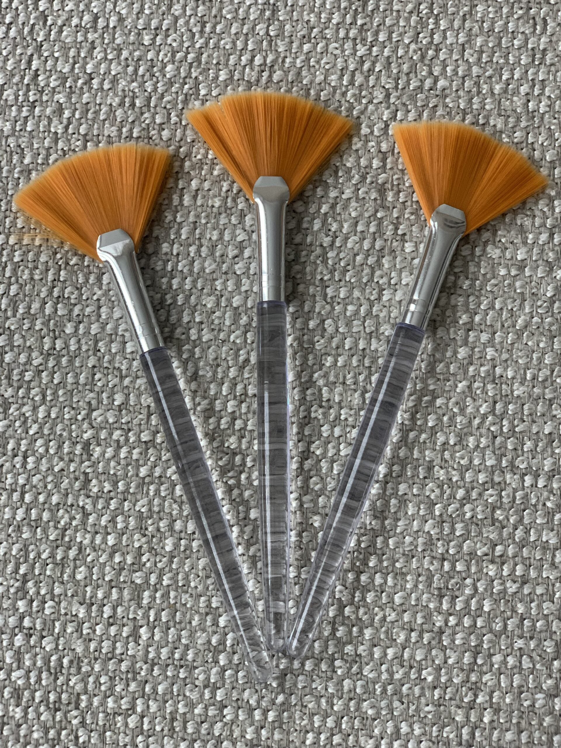 Fan Brushes for Application, Golden Tip - Pack of 3