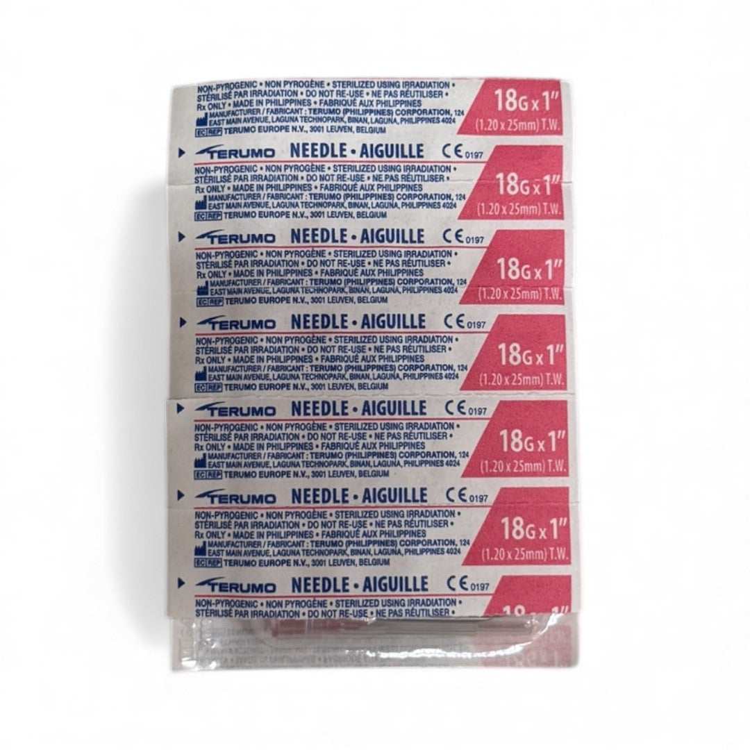 Terumo Hypodermic Needle 18G x 1", Regular Wall – Box of 100