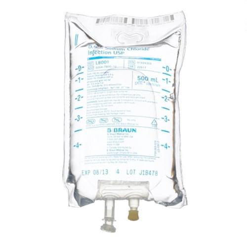 B. Braun 0.9% Sodium Chloride Injection Solution, IV Bag, 500ml - Case of 24