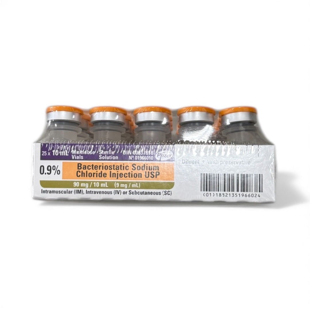 Hospira Bacteriostatic Sodium Chloride 0.9% w/ Preservative, 10ml - Tray of 25