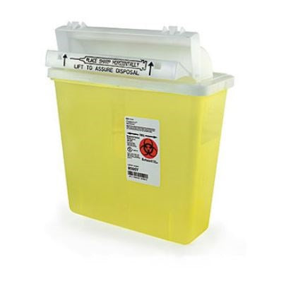 Monoject Sharps Container with Counter-Balanced Door Lid, 5qt