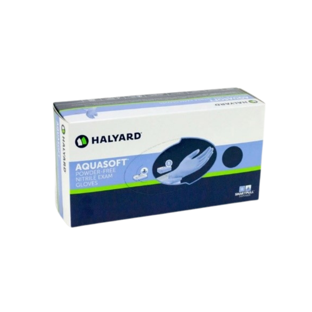 Halyard Aquasoft Nitrile Powder-Free Exam Gloves - Box of 300