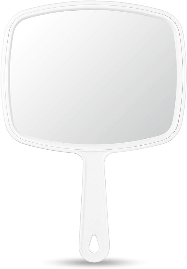 Handheld Mirror, 8in diameter - White