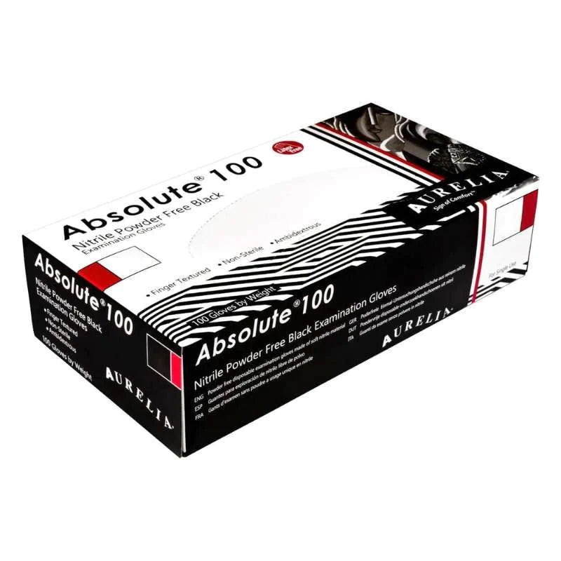 Aurelia Absolute Black Nitrile Gloves - Box of 100