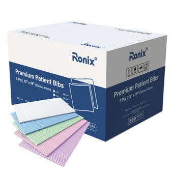 Ronix Disposable Bibs, 3-Ply, Pink 13x18in - Box of 500