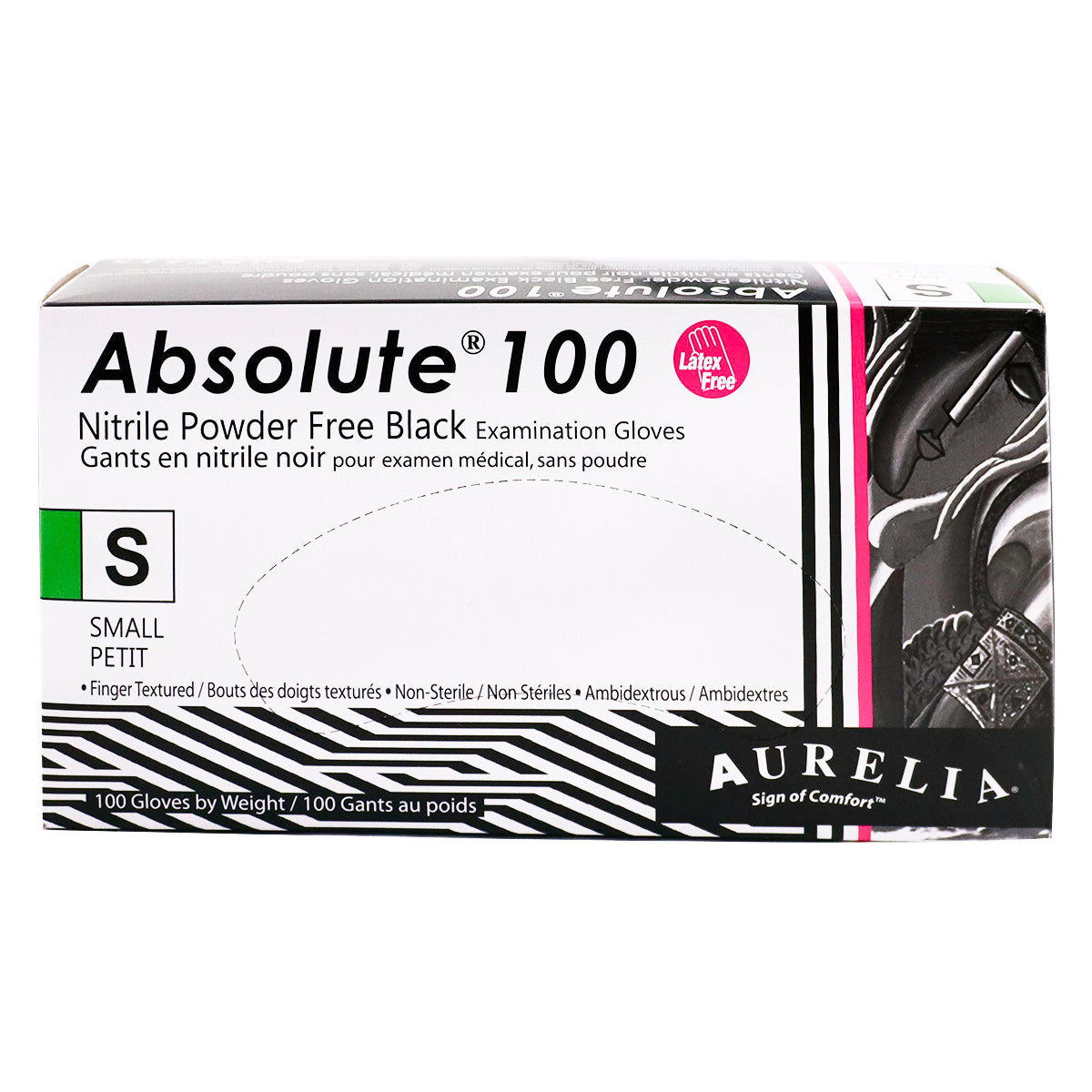 Aurelia Absolute Black Nitrile Gloves - Box of 100