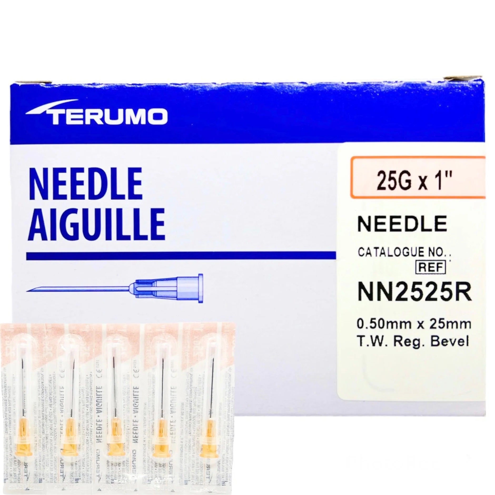 Terumo Hypodermic Needle 25G x 1”, Thin Wall - Box of 100