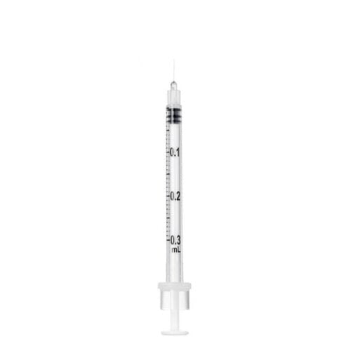 Sol-M Insulin Syringe w/ Fixed Needle 31g x 8mm, 0.3ml - Box of 30